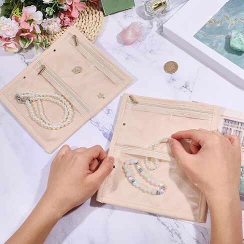 GLOBLELAND 4 Pcs Travel Jewelry Pouch 8×6.9 inch Clear Zipper Velvet Pocket Organizer Storage Bag for Rings Earrings Necklaces Velvet Jewelry Organizer Case for Travel Business Trip in Saudi Arabia