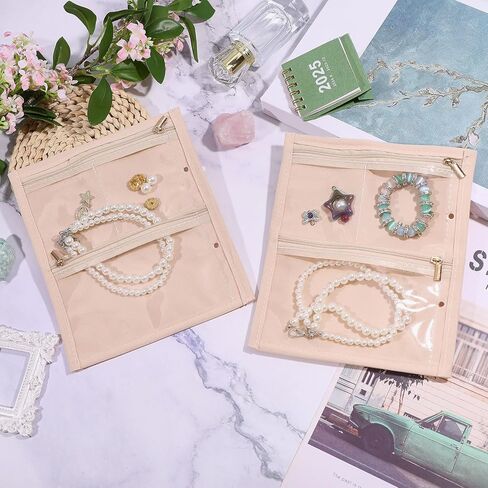 GLOBLELAND 4 Pcs Travel Jewelry Pouch 8×6.9 inch Clear Zipper Velvet Pocket Organizer Storage Bag for Rings Earrings Necklaces Velvet Jewelry Organizer Case for Travel Business Trip in Saudi Arabia