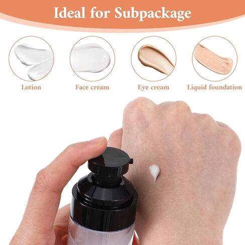 16 Pack Airless Pump Bottles, 1.7oz/50ml Empty Travel Toiletry Containers, Lotion Dispenser with Pump, Small Pumps Bottle for Toiletries Shampoo Lotion and Cream (Black) in Saudi Arabia
