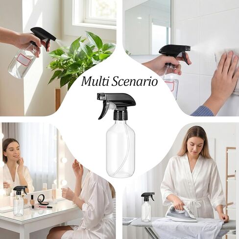 15 Pack Plastic Spray Bottles Bulk 100z/300ml Heavy Duty Spraying Bottles with Stickers Empty Mist Water Sprayer Refillable Containers for Cleaning Solutions, Essential Oils, Hair, Cooking (Clear) in Kuwait
