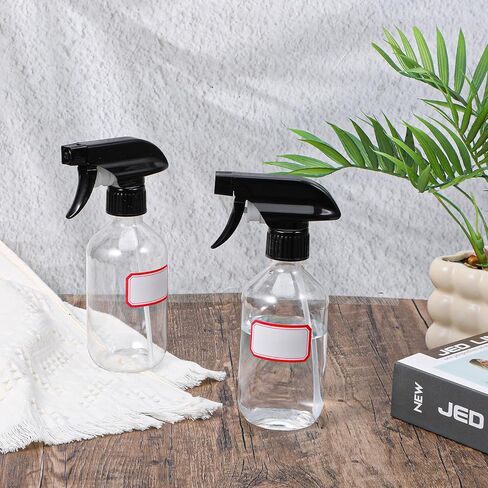 15 Pack Plastic Spray Bottles Bulk 100z/300ml Heavy Duty Spraying Bottles with Stickers Empty Mist Water Sprayer Refillable Containers for Cleaning Solutions, Essential Oils, Hair, Cooking (Clear) in Kuwait