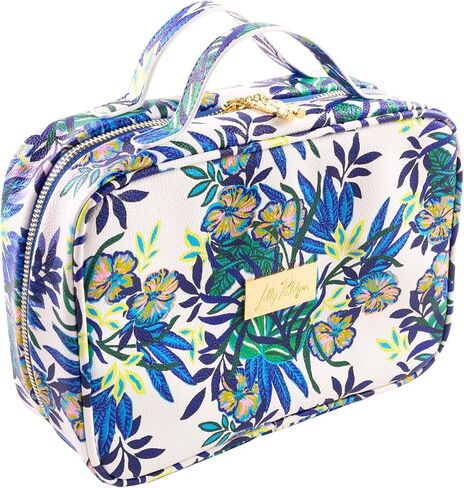 Lilly Pulitzer Cosmetic Case with Two Zippered Pockets, Vinyl Window, and Handles, Easy to Clean Travel Toiletry Bag, Travel Makeup Bag with Gold Details, The Hottest Spot in Saudi Arabia