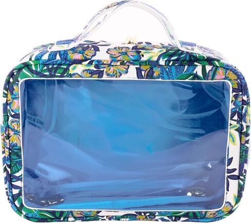 Lilly Pulitzer Cosmetic Case with Two Zippered Pockets, Vinyl Window, and Handles, Easy to Clean Travel Toiletry Bag, Travel Makeup Bag with Gold Details, The Hottest Spot in Saudi Arabia
