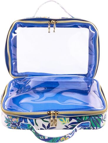 Lilly Pulitzer Cosmetic Case with Two Zippered Pockets, Vinyl Window, and Handles, Easy to Clean Travel Toiletry Bag, Travel Makeup Bag with Gold Details, The Hottest Spot in Saudi Arabia