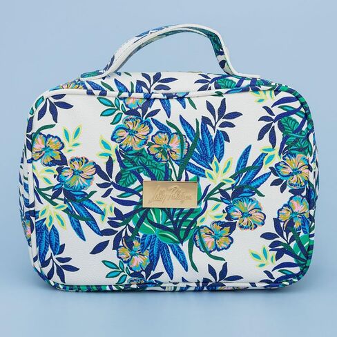 Lilly Pulitzer Cosmetic Case with Two Zippered Pockets, Vinyl Window, and Handles, Easy to Clean Travel Toiletry Bag, Travel Makeup Bag with Gold Details, The Hottest Spot in Saudi Arabia