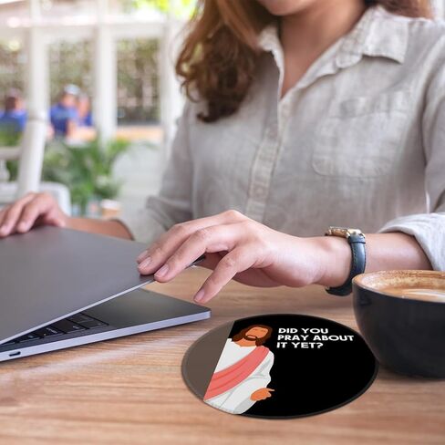 لوحة ماوس مضحكة على شكل يسوع، لوحة ماوس مستديرة مسيحية، هدايا مسيحية دينية للنساء، لوحة ماوس كمبيوتر مع قاعدة مطاطية مضادة للانزلاق، وسادات ماوس للكنيسة الكتابية المكتبية، 8.7 × 8.7 بوصة in Saudi Arabia