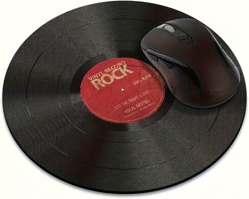Black Vinyl Record Mouse Pad Non-Slip Rubber Base, 20x20cm Square Gaming and Office Desk Pad for Computer in Saudi Arabia