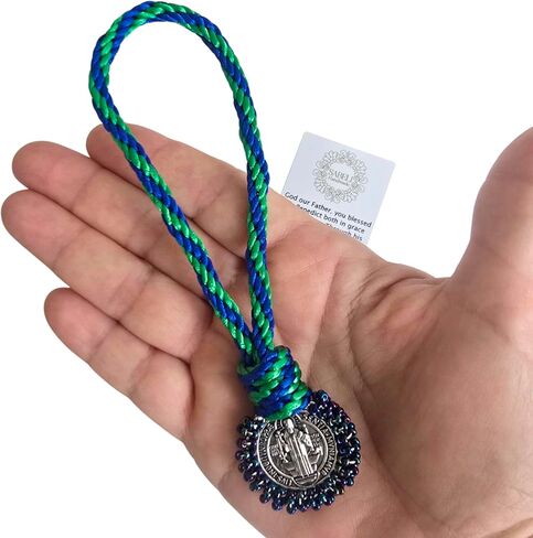 St Benedict Medal Home Blessing Door Hanger House Car Office Protection Wall Decor Catholic Gift Hanging Charm San Benito Bendicion Hogar (Blue - Green) in Saudi Arabia