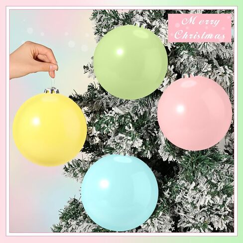 Leyndo 4 Pcs Large Pastel Christmas Balls Ornaments Macaron Christmas Plastic Ball Ornaments Pink Blue Green Yellow Shatterproof Xmas Tree Hanging Decor for Home Xmas Holiday Party Decor(6 Inch) in Saudi Arabia