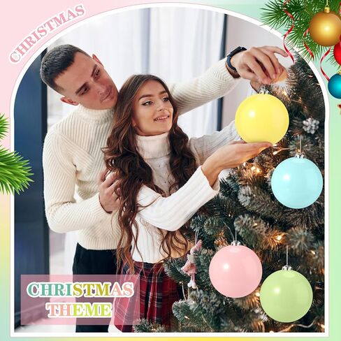 Leyndo 4 Pcs Large Pastel Christmas Balls Ornaments Macaron Christmas Plastic Ball Ornaments Pink Blue Green Yellow Shatterproof Xmas Tree Hanging Decor for Home Xmas Holiday Party Decor(6 Inch) in Saudi Arabia