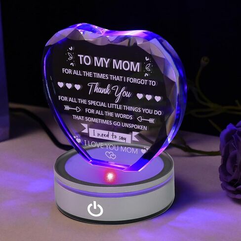 IFOLAINA Mom Birthday Gifts from Daughter Son to My Mom Crystal Heart Keepsake Gifts for Christmas Mother's Day Thanksgiving Day Engraved Mother Quote in Saudi Arabia