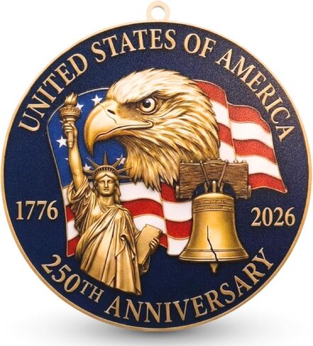 USA 250 Years of Freedom Ornament 1776-2026, Patriotic Ornament, American Independence Day, July 4 Decor, USA 250th Anniversary Merchandise,Gifts for US Citizens, Patriotic Collectors in Kuwait