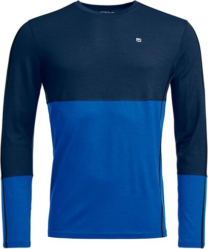 Ortovox Men's 185 Rock'n'Wool Long Sleeve Base Layer, Soft Breathable Merino Wool Base Shirt for Winter Touring & Skiing - Deep Ocean - M in Kuwait