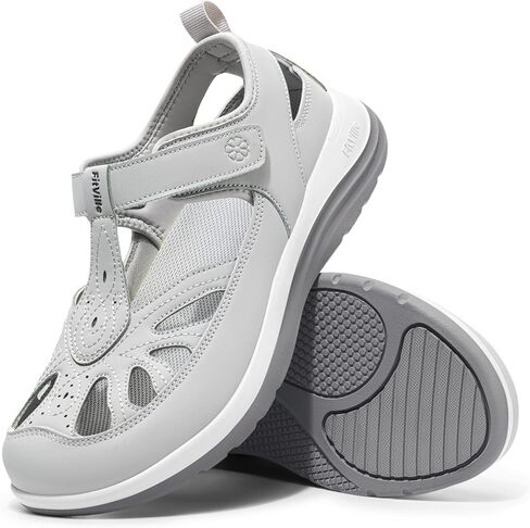 FitVille Wide Womens Orthopedic Walking Sandals Summer Outdoor Closed Toe Sandals with Adjustable Straps for Women Arch Support Women's Shoes for Plantar Fasciitis, Swollen Feet in Saudi Arabia