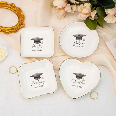 Personalized Graduation Jewelry Dish 2026, Custom Jewelry Dish with Name, Daughter Grad Gift, Class of 2026 Decor, Graduation Gift for Her, Daughter Trinket Ring Tray /10 in Saudi Arabia