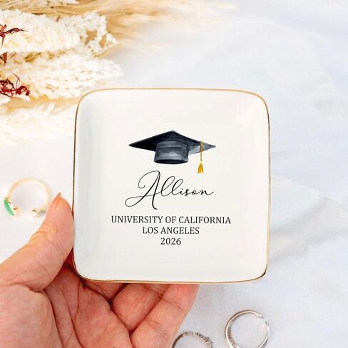 Personalized Graduation Jewelry Dish 2026, Custom Jewelry Dish with Name, Daughter Grad Gift, Class of 2026 Decor, Graduation Gift for Her, Daughter Trinket Ring Tray /10 in Saudi Arabia