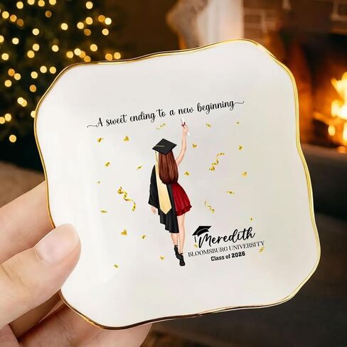 Personalized Graduation Jewelry Dish 2026, Custom Jewelry Dish with Name, Daughter Grad Gift, Class of 2026 Decor, Graduation Gift for Her, Daughter Trinket Ring Tray /10 in Saudi Arabia