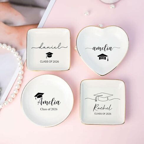Personalized Graduation Jewelry Dish 2026, Custom Jewelry Dish with Name, Daughter Grad Gift, Class of 2026 Decor, Graduation Gift for Her, Daughter Trinket Ring Tray /10 in Saudi Arabia