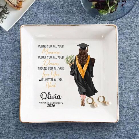 Personalized Graduation Jewelry Dish 2026, Custom Jewelry Dish with Name, Daughter Grad Gift, Class of 2026 Decor, Graduation Gift for Her, Daughter Trinket Ring Tray /10 in Saudi Arabia