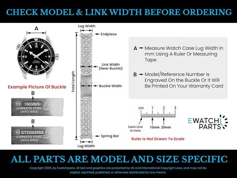 Ewatchparts 18MM WATCH BAND LINK COMPATIBLE WITH OMEGA SPEEDMASTER BRACELET 321.10.44.50.02.001 1958/989 in Kuwait