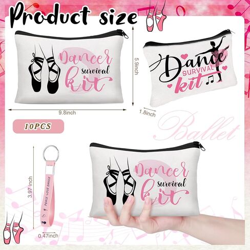 Kacctyen 20 Pcs Dancer Graduation Gifts Bulk Dance Team Makeup Bag for Women Pink Ballet Party Favors Silicone Quote Keychains Dancer Stuff Class Prizes Back to School Birthday Party Gifts for Friend in Saudi Arabia