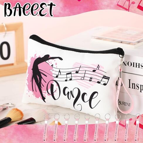 Kacctyen 20 Pcs Dancer Graduation Gifts Bulk Dance Team Makeup Bag for Women Pink Ballet Party Favors Silicone Quote Keychains Dancer Stuff Class Prizes Back to School Birthday Party Gifts for Friend in Saudi Arabia