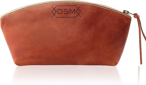 100% Genuine Leather Makeup Bag Engraved Name or Initials – Cosmetic Purse Crafted in USA – Personalized Birthday Gift, Mother Gift, Coworker Gift – Waterproof Makeup Bag for Women in Kuwait