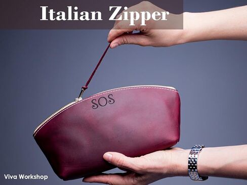 100% Genuine Leather Makeup Bag Engraved Name or Initials – Cosmetic Purse Crafted in USA – Personalized Birthday Gift, Mother Gift, Coworker Gift – Waterproof Makeup Bag for Women in Kuwait