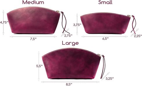 100% Genuine Leather Makeup Bag Engraved Name or Initials – Cosmetic Purse Crafted in USA – Personalized Birthday Gift, Mother Gift, Coworker Gift – Waterproof Makeup Bag for Women in Kuwait