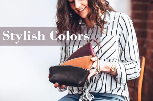 100% Genuine Leather Makeup Bag Engraved Name or Initials – Cosmetic Purse Crafted in USA – Personalized Birthday Gift, Mother Gift, Coworker Gift – Waterproof Makeup Bag for Women in Kuwait