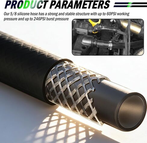 خرطوم سخان 5 أقدام 5/8 مع معرف 16 مم وOD 24 مم، خرطوم سخان سيليكون 5/8 لنقل الماء/المبرد/الهواء، خراطيم تبريد عالمية ملحقات السيارة مع ضغط انفجار 246 رطل لكل بوصة مربعة in Kuwait