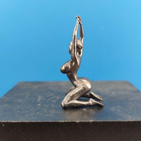 Black Brass Sexy Kneeling Posture Yoga Posture Beauty Female Girl Statue,Metal Yoga Nude Woman Sculpture Figurines Miniatures Body Art Crafts Desktop Car Ornaments in Saudi Arabia