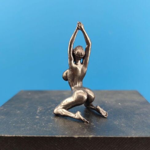 Black Brass Sexy Kneeling Posture Yoga Posture Beauty Female Girl Statue,Metal Yoga Nude Woman Sculpture Figurines Miniatures Body Art Crafts Desktop Car Ornaments in Saudi Arabia
