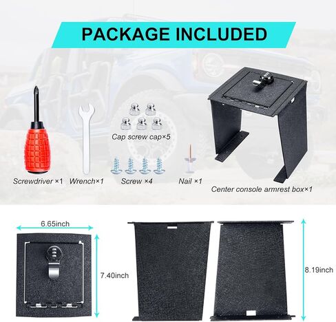 صندوق آمن لوحدة التحكم المركزية - صندوق منظم آمن مضاد للسرقة متوافق مع 2021 2022 2023 Ford Bronco 2/4 باب قفل مسند ذراع وحدة التحكم المركزية مع قفل كلمة مرور كومبو مكون من 3 أرقام in Kuwait