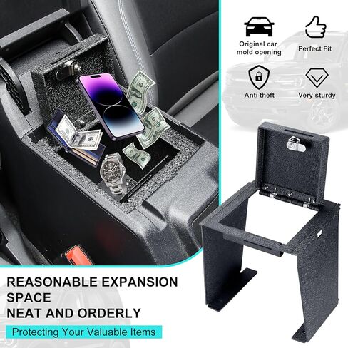 صندوق آمن لوحدة التحكم المركزية - صندوق منظم آمن مضاد للسرقة متوافق مع 2021 2022 2023 Ford Bronco 2/4 باب قفل مسند ذراع وحدة التحكم المركزية مع قفل كلمة مرور كومبو مكون من 3 أرقام in Kuwait