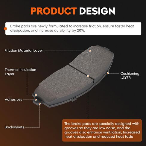 طقم تيل مكابح أمامية وخلفية شبه معدنية لسيارة دودج جراند كارافان 2012-2020، رحلة 2012-2020، لكرايسلر تاون آند كانتري 2012-2016، 8 قطع in Kuwait