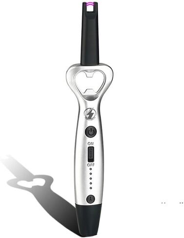 BBQ Bro 3-in-1 Arc Wighter-مقاوم للرياح ، USB قابلة لإعادة الشحن مع مصباح يدوي مدمج وفتحة زجاجة ، وإنهاء أنيق ، وهدية مثالية لعشاق الشواء وعشاق في الهواء الطلق (أسود غير لامع) in Saudi Arabia