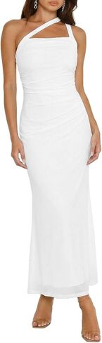 Women's Sleeveless Bodycon Dress Halter Backless Ruched Cocktail Party Evening Long Dresses in Saudi Arabia