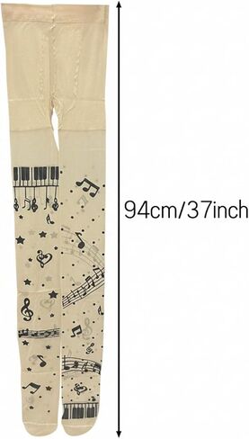 2-Pack Music Note Tights - Patterned Sheer Pantyhose for Women | Y2K Gothic Lolita Leggings | Fun Clothes Accessories in Kuwait