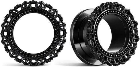 LADEMAYH Lotus Mandala Design Ear Plugs Tunnels Gauges, Hypoallergenic Surgical Stainless Steel 316L Ear Expander Body Jewelry for Stretched Ears in Kuwait