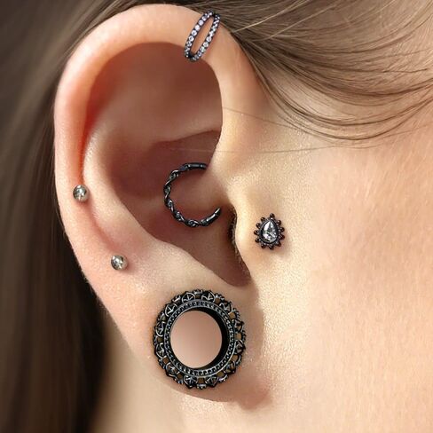 LADEMAYH Lotus Mandala Design Ear Plugs Tunnels Gauges, Hypoallergenic Surgical Stainless Steel 316L Ear Expander Body Jewelry for Stretched Ears in Kuwait