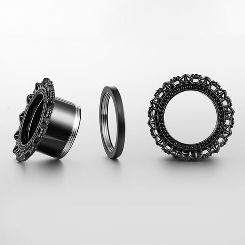 LADEMAYH Lotus Mandala Design Ear Plugs Tunnels Gauges, Hypoallergenic Surgical Stainless Steel 316L Ear Expander Body Jewelry for Stretched Ears in Kuwait