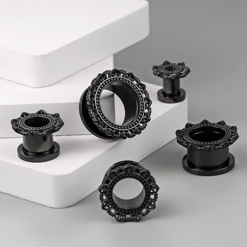 LADEMAYH Lotus Mandala Design Ear Plugs Tunnels Gauges, Hypoallergenic Surgical Stainless Steel 316L Ear Expander Body Jewelry for Stretched Ears in Kuwait