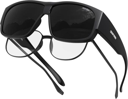 DEAFRAIN عدسة داكنة للغاية مستقطبة تناسب النظارات الشمسية CAT 4 ملابس داكنة فوق النظارات الطبية لرهاب الضوء وإعتام عدسة العين in Kuwait