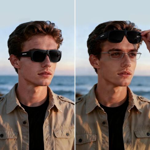 DEAFRAIN عدسة داكنة للغاية مستقطبة تناسب النظارات الشمسية CAT 4 ملابس داكنة فوق النظارات الطبية لرهاب الضوء وإعتام عدسة العين in Kuwait