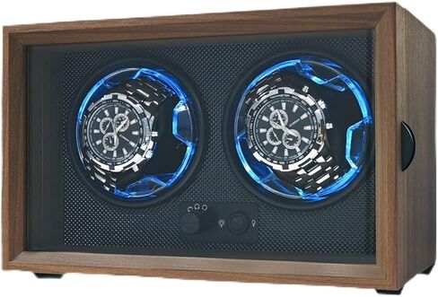 Watch Winder with Wood Grain Case, Watch Automatic Mechanical Watch Winder Box, Glass Door Display, Quiet Motor, Desktop Watch Storage Organizer in Kuwait