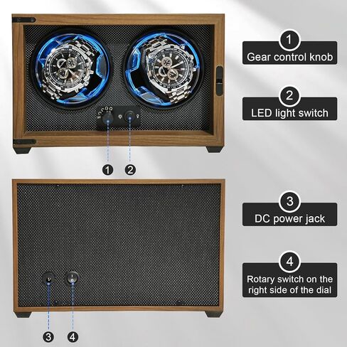 Watch Winder with Wood Grain Case, Watch Automatic Mechanical Watch Winder Box, Glass Door Display, Quiet Motor, Desktop Watch Storage Organizer in Kuwait