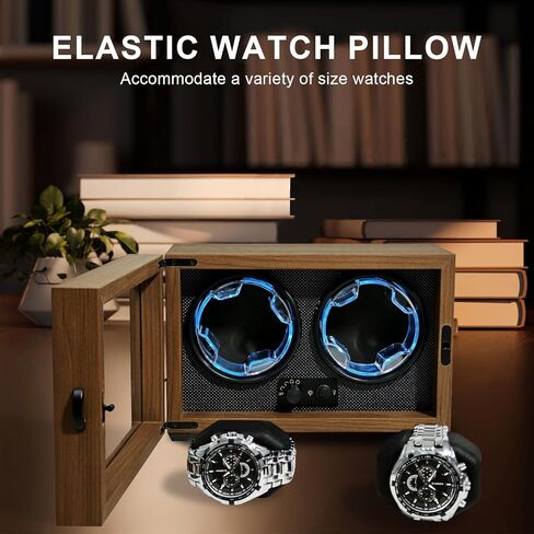 Watch Winder with Wood Grain Case, Watch Automatic Mechanical Watch Winder Box, Glass Door Display, Quiet Motor, Desktop Watch Storage Organizer in Kuwait