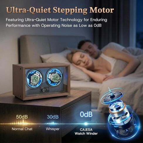 Watch Winder with Wood Grain Case, Watch Automatic Mechanical Watch Winder Box, Glass Door Display, Quiet Motor, Desktop Watch Storage Organizer in Kuwait