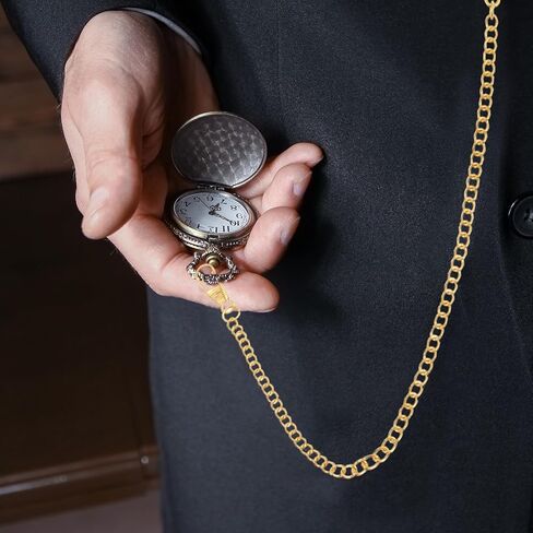 Pocket Watch Chains, 2 Pcs Pocket Watch Chains Vintage Alloy Chain Accessory for Pocket-Watch (Gold and Silver) in Kuwait